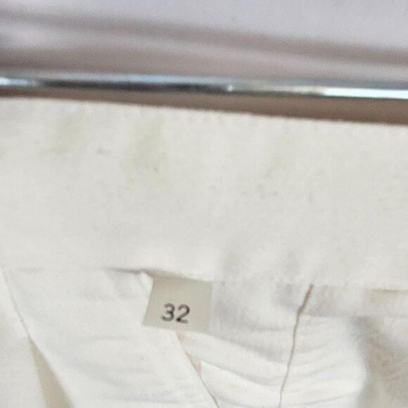 Women's 32" Ivory Dress Pants Cream Textured Pleated Business Casual Office Corp - Picture 4 of 16